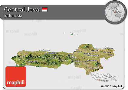 Satellite Panoramic Map of Central Java, cropped outside