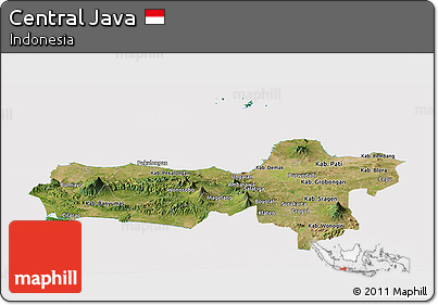 Satellite Panoramic Map of Central Java, cropped outside