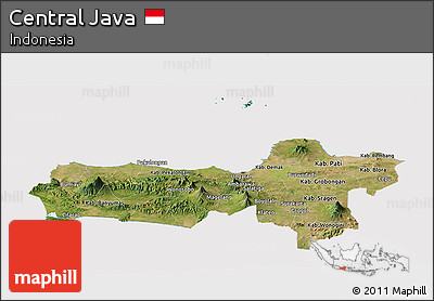 Satellite Panoramic Map of Central Java, cropped outside