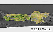 Satellite Panoramic Map of Central Java, darken, desaturated