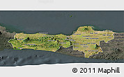 Satellite Panoramic Map of Central Java, darken, semi-desaturated