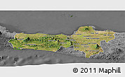 Satellite Panoramic Map of Central Java, desaturated