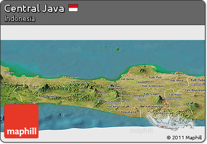 Satellite Panoramic Map of Central Java
