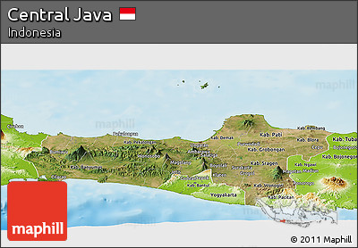 Satellite Panoramic Map of Central Java, physical outside