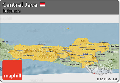 Savanna Style Panoramic Map of Central Java
