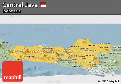 Savanna Style Panoramic Map of Central Java