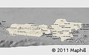 Shaded Relief Panoramic Map of Central Java, darken, desaturated