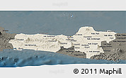 Shaded Relief Panoramic Map of Central Java, darken