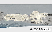 Shaded Relief Panoramic Map of Central Java, darken, semi-desaturated