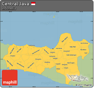 Savanna Style Simple Map of Central Java, single color outside