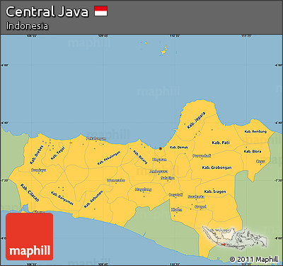 Savanna Style Simple Map of Central Java, single color outside