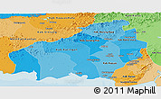 Political Shades Panoramic Map of Central Kalimantan