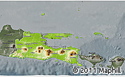 Physical 3D Map of East Java, darken, semi-desaturated