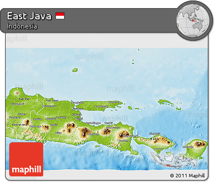 Physical 3D Map of East Java
