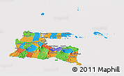 Political 3D Map of East Java, cropped outside