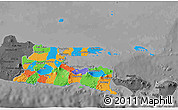 Political 3D Map of East Java, darken, desaturated