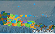 Political 3D Map of East Java, darken