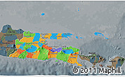 Political 3D Map of East Java, darken, semi-desaturated