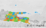 Political 3D Map of East Java, lighten, desaturated