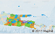 Political 3D Map of East Java, lighten