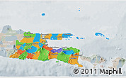 Political 3D Map of East Java, lighten, semi-desaturated