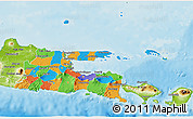 Political 3D Map of East Java, physical outside