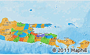 Political 3D Map of East Java, political shades outside