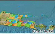 Political 3D Map of East Java, satellite outside