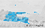 Political Shades 3D Map of East Java, lighten, desaturated