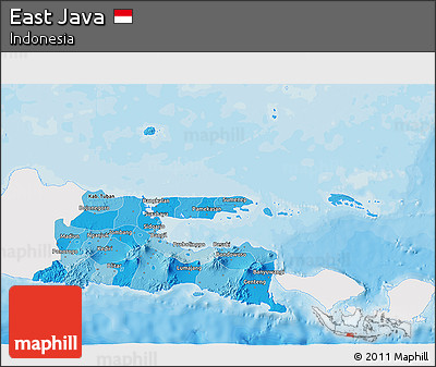 Political Shades 3D Map of East Java, single color outside