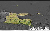 Satellite 3D Map of East Java, darken, desaturated