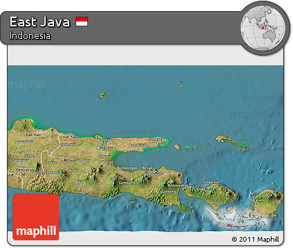 Satellite 3D Map of East Java