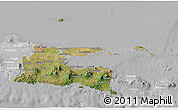 Satellite 3D Map of East Java, lighten, desaturated