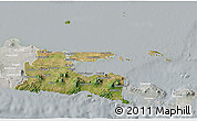 Satellite 3D Map of East Java, lighten, semi-desaturated