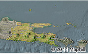 Satellite 3D Map of East Java, semi-desaturated