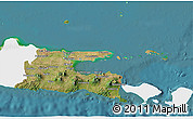 Satellite 3D Map of East Java, single color outside