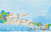 Shaded Relief 3D Map of East Java, political outside