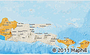 Shaded Relief 3D Map of East Java, political shades outside