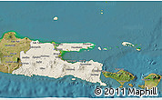 Shaded Relief 3D Map of East Java, satellite outside