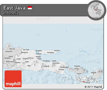 Silver Style 3D Map of East Java
