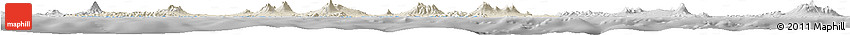 Shaded Relief Horizon Map of East Java, desaturated