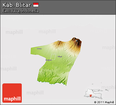 Physical 3D Map of Kab. Blitar, cropped outside