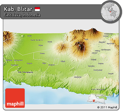 Physical 3D Map of Kab. Blitar