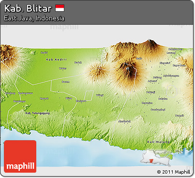 Physical 3D Map of Kab. Blitar