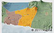 Political 3D Map of Kab. Blitar, semi-desaturated