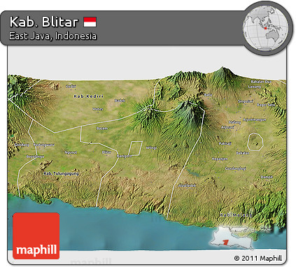 Satellite 3D Map of Kab. Blitar