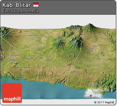 Satellite 3D Map of Kab. Blitar