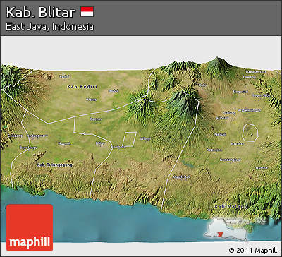 Satellite 3D Map of Kab. Blitar