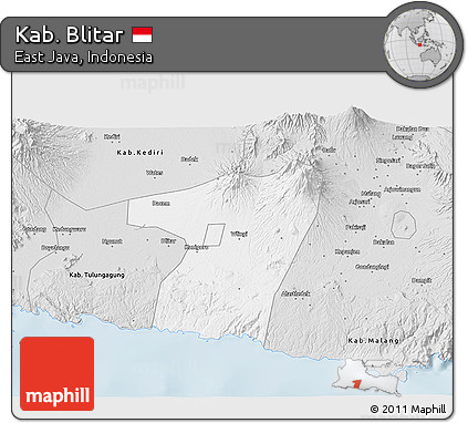 Silver Style 3D Map of Kab. Blitar