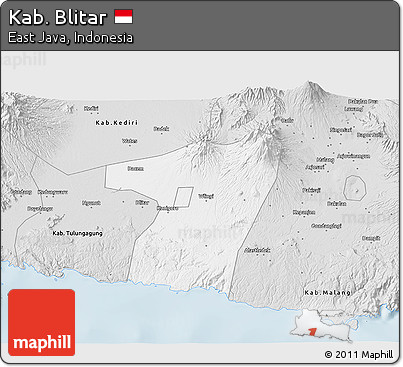 Silver Style 3D Map of Kab. Blitar